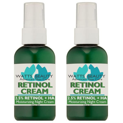 Best Retinol Cream for Face, Wrinkles, Fine Lines, Mature Skin, Dull Skin and More - Smooth Your Complexion with Hyaluronic Infused Retinol Cream. Created by Cosmetic Dermatologists & Blended with Hyaluronic Acid, Watts Beauty 2.5% Retinol Cream & Serum Formulas Offer Maximum, Lasting Results. What is RETINOL? Retinol helps control oil while improving the appearance of wrinkles and complexion problems.