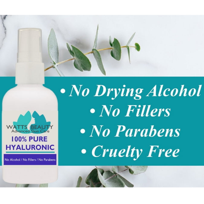 Watts Beauty 100% Pure Hyaluronic Acid Serum for Face - Only Alcohol FREE Pure Hyaluronic Acid Face Moisturizer Available at This Low Price - No Parabens - WattsBeautyUSA.com