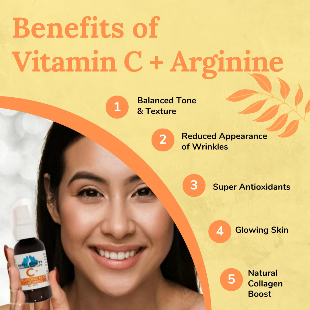 Watts Beauty Hyaluronic Acid Serum with Vitamin C + L - Arginine . Best Vitamin C Serum for the Look of Brighter, Clear Complexion -TRIO Variety - WattsBeautyUSA.com