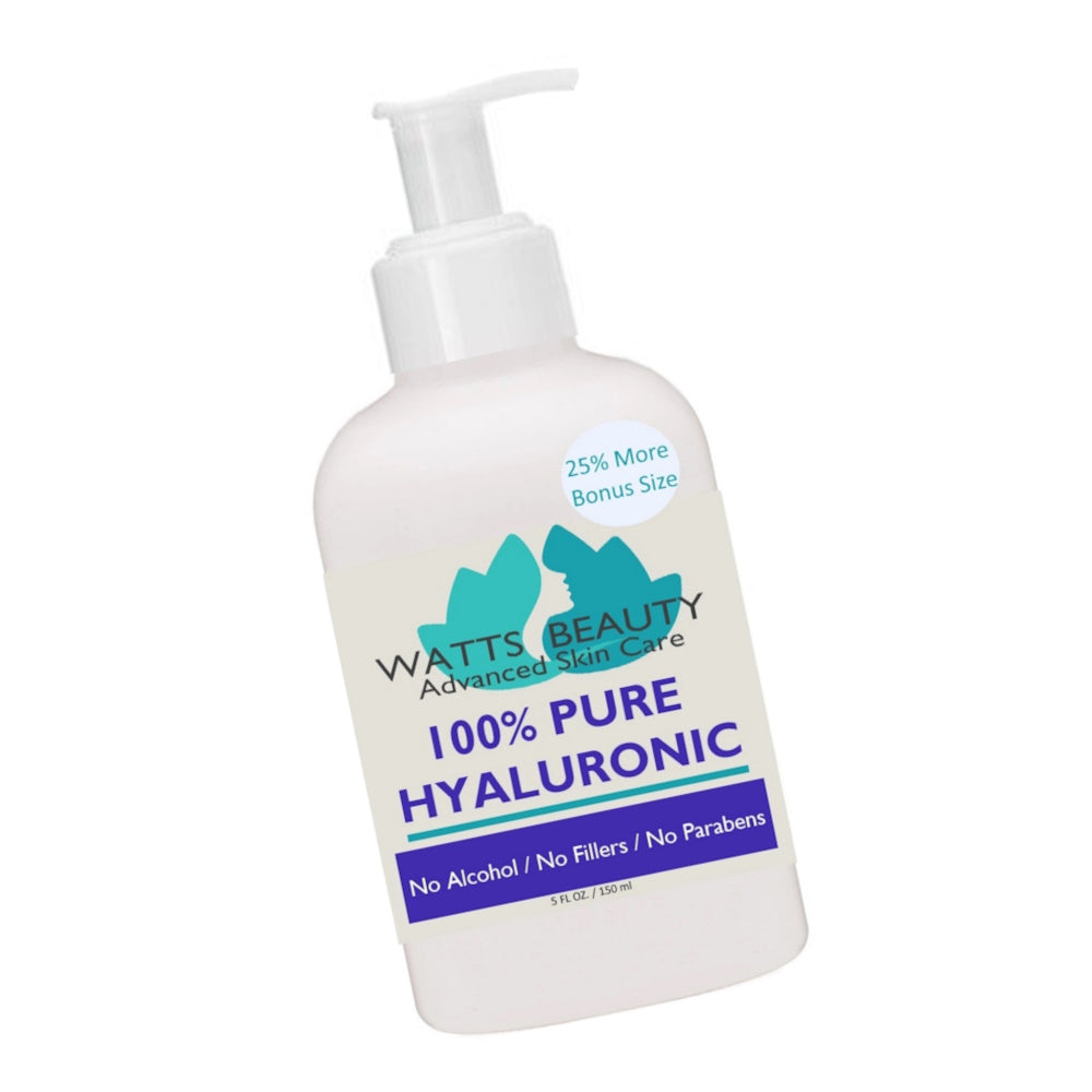Large 5 oz Refill - Watts Beauty 100% Pure Hyaluronic Acid Serum for Face - Only Alcohol FREE Pure Hyaluronic Acid Face Moisturizer Available at This Low Price - No Parabens - WattsBeautyUSA.com