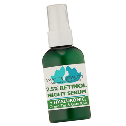 Clear, Smooth Skin - 2.5% Retinol Serum with Hyaluronic Acid, Green Tea & Gotu Kola - Lightweight 2.5% Retinol Serum - WattsBeautyUSA.com