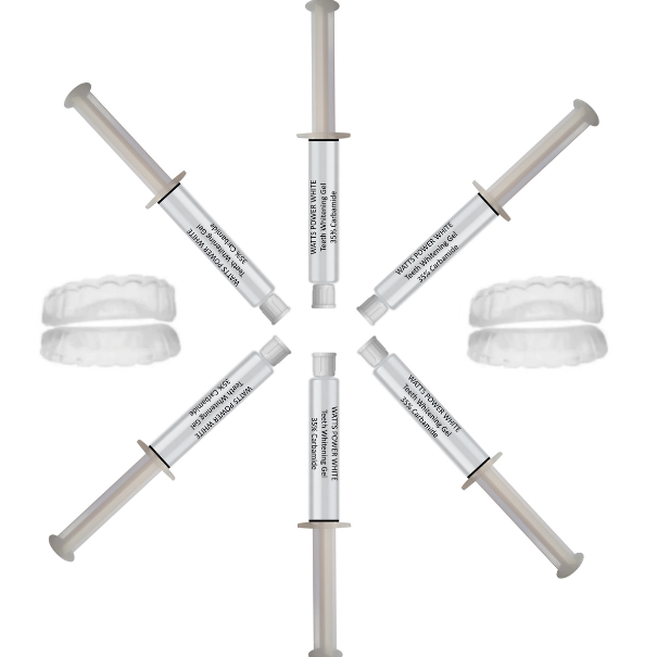 Watts Power Best Teeth Whitening Gels - 6 pack large 10ml  teeth whitening gels + teeth whitening trays