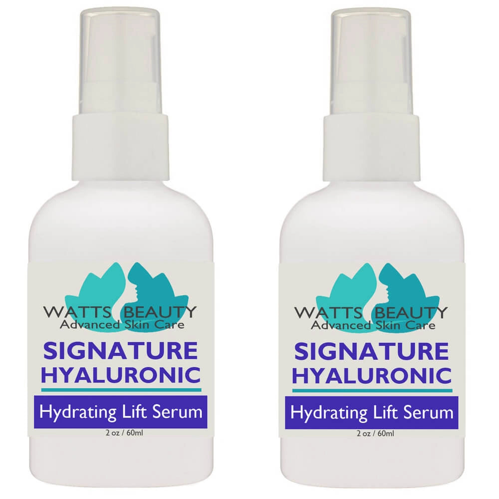 2 Pack - Watts Beauty Multi-Weight Signature 100% Pure Hyaluronic Acid Serum for Face - Attracts Volumes of Hydrating Moisture to Plump, Lift & Smooth 4 oz. - WattsBeautyUSA.com
