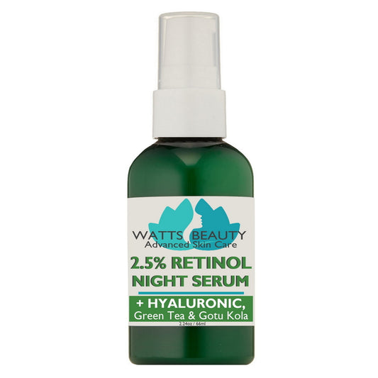 Clear, Smooth Skin - 2.5% Retinol Serum with Hyaluronic Acid, Green Tea & Gotu Kola - Lightweight 2.5% Retinol Serum - WattsBeautyUSA.com